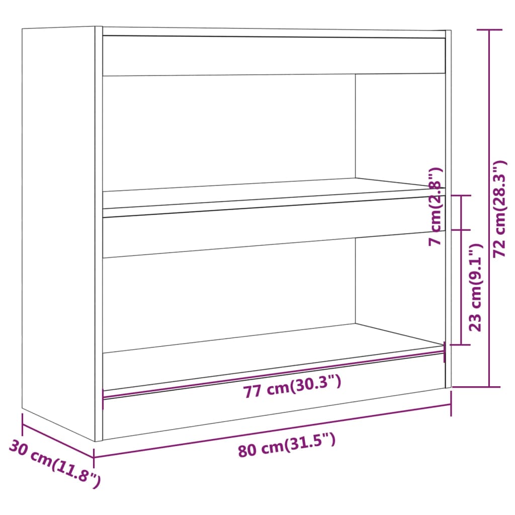 Book Cabinet/Room Divider Sonoma Oak 80x30x72 cm