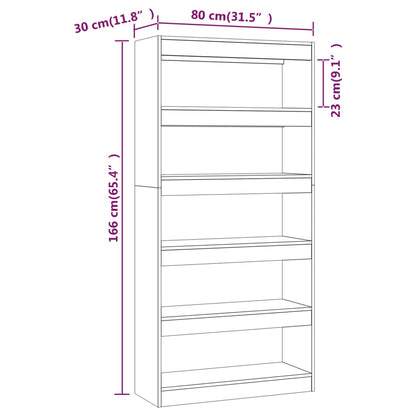 Book Cabinet/Room Divider White 80x30x166 cm Engineered Wood