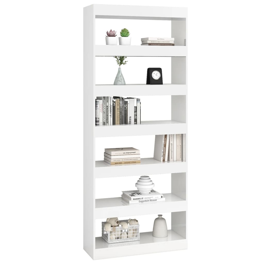 Book Cabinet/Room Divider High Gloss White 80x30x198 cm Engineered Wood