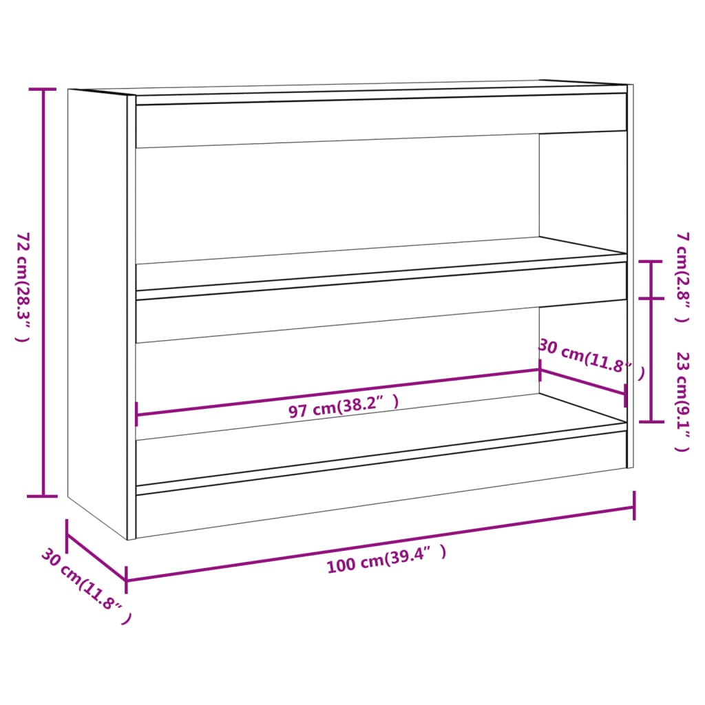 Book Cabinet/Room Divider High Gloss White 100x30x72 cm