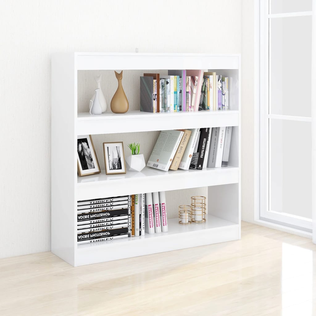 Book Cabinet/Room Divider High Gloss White 100x30x103 cm