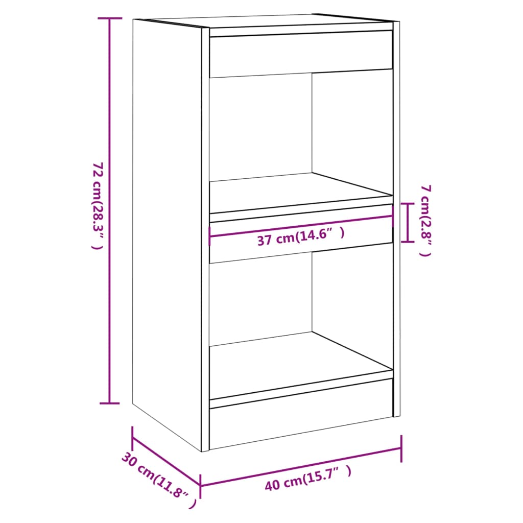 Book Cabinet/Room Divider Smoked Oak 40x30x72 cm