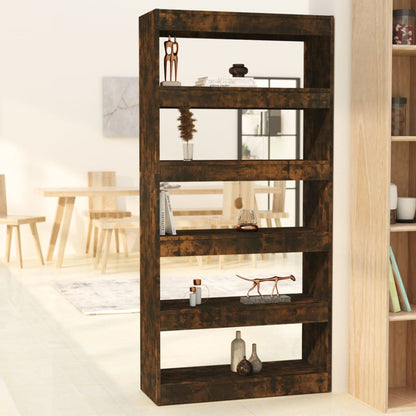 Book Cabinet/Room Divider Smoked Oak 80x30x166 cm Engineered Wood