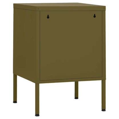 Nightstands 2 pcs Olive Green 35x35x51 cm Steel