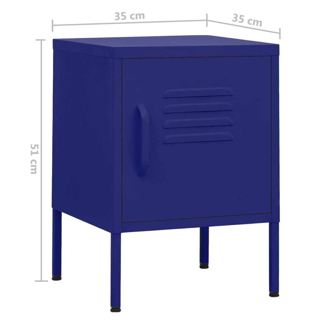 Nightstands 2 pcs Navy Blue 35x35x51 cm Steel