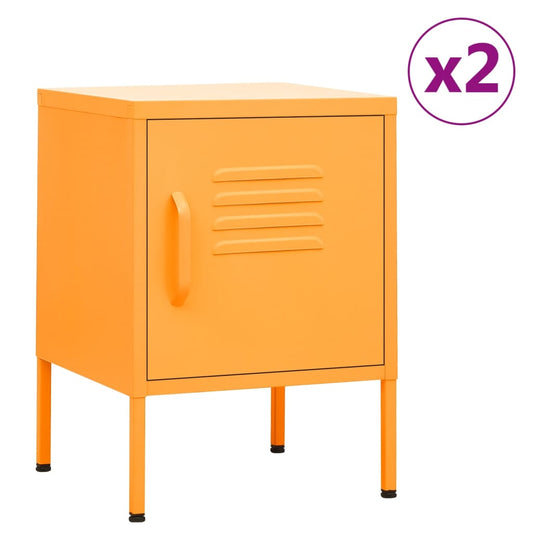 Nightstands 2 pcs Mustard Yellow 35x35x51 cm Steel