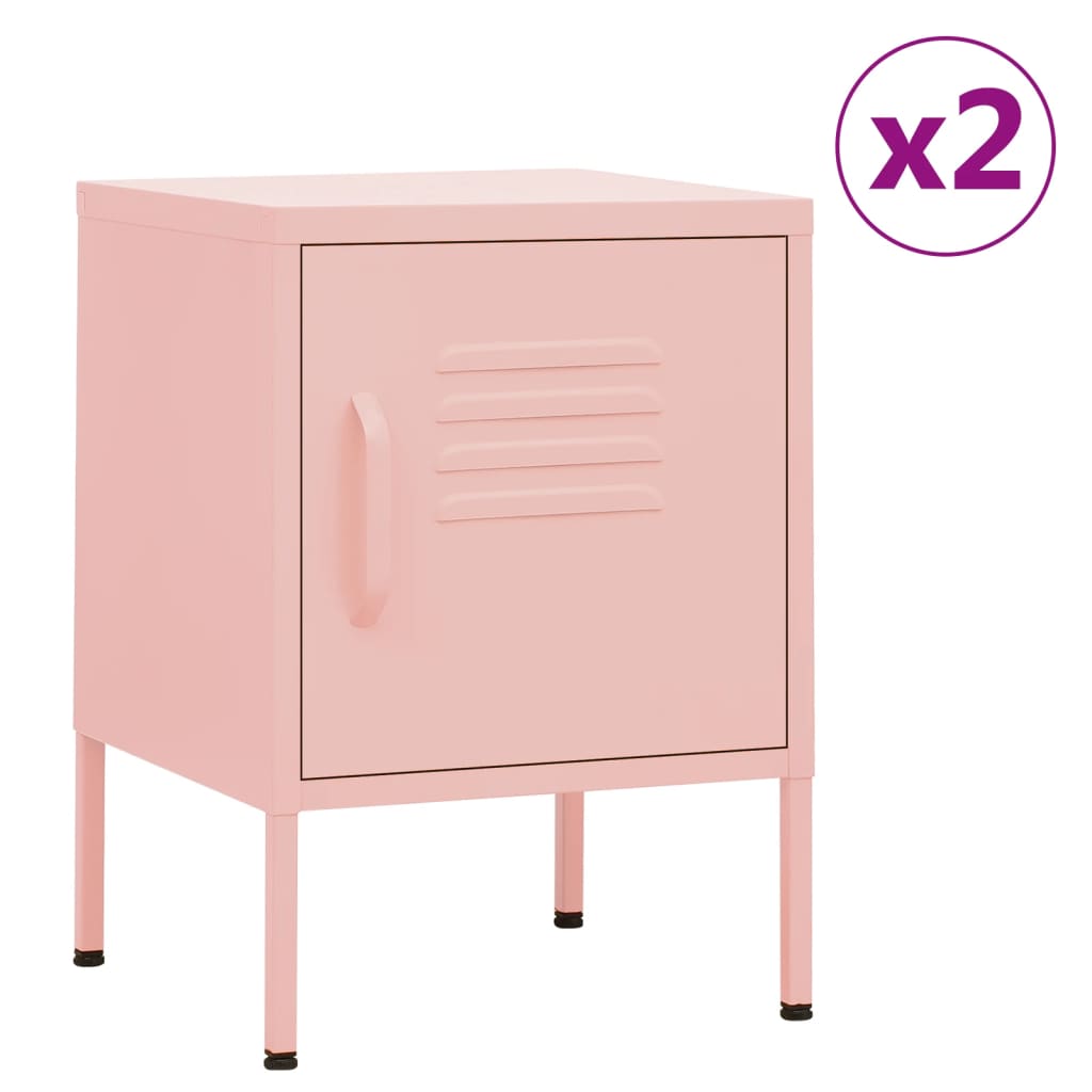 Nightstands 2 pcs Pink 35x35x51 cm Steel