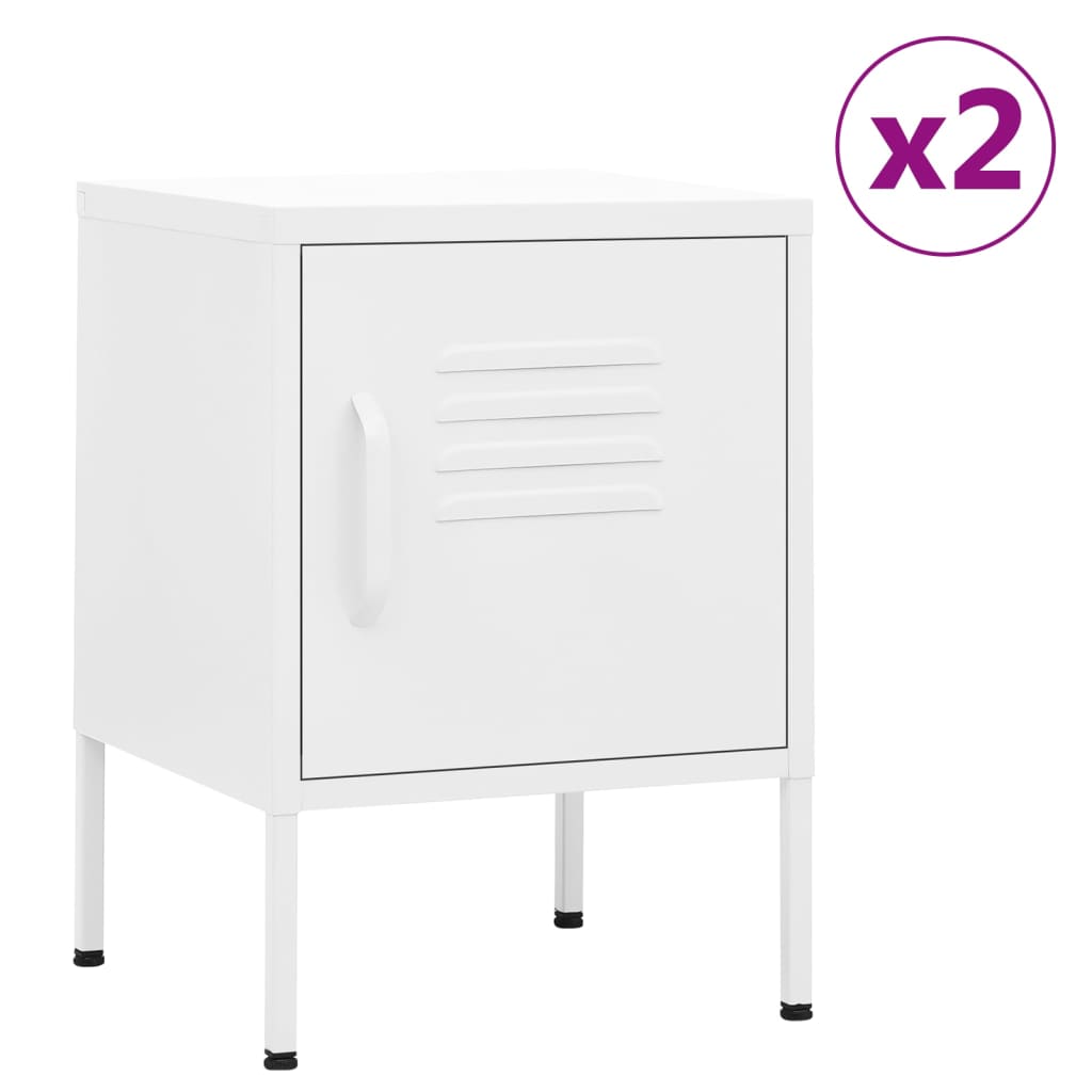 Nightstands 2 pcs White 35x35x51 cm Steel