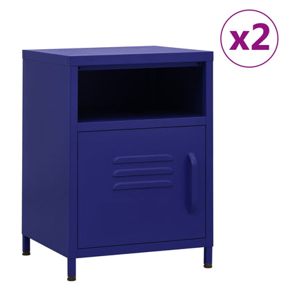 Nightstands 2 pcs Navy Blue 35x35x51 cm Steel