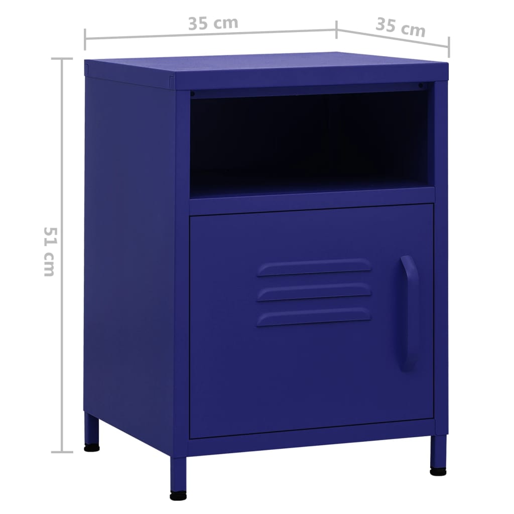 Nightstands 2 pcs Navy Blue 35x35x51 cm Steel