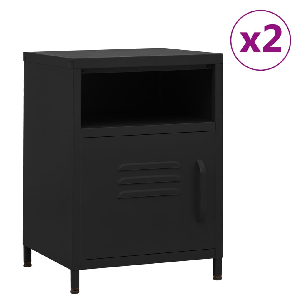 Nightstands 2 pcs Black 35x35x51 cm Steel