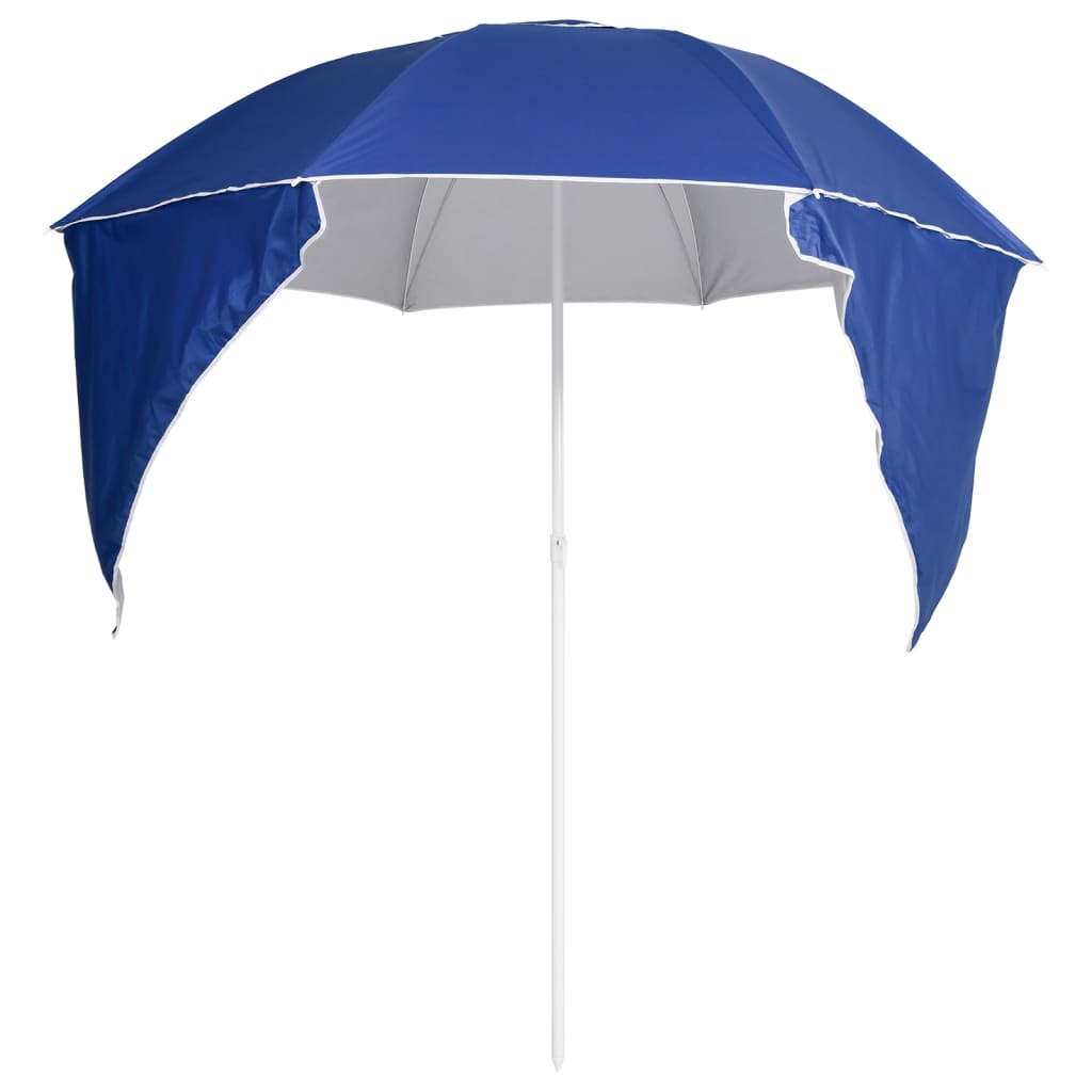 Beach Umbrella with Side Walls Blue 215 cm