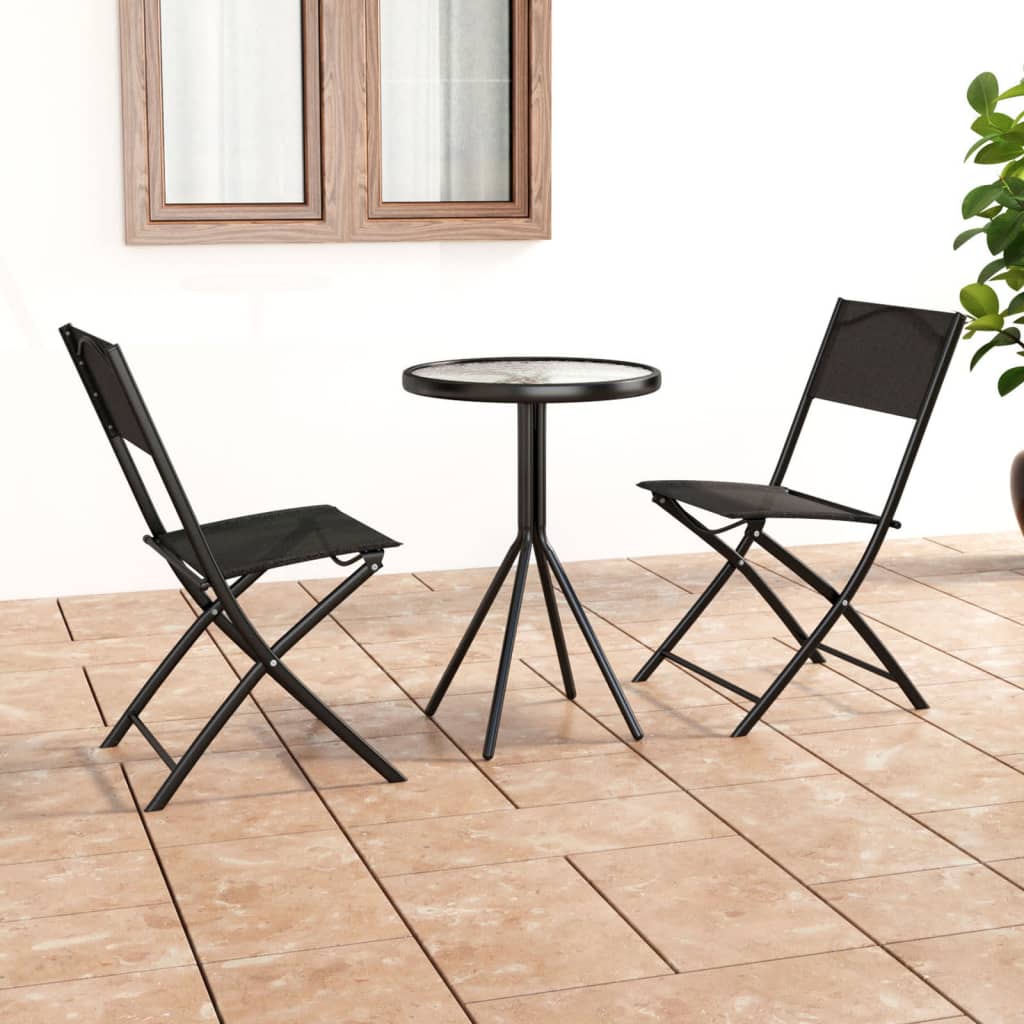 3 Piece Bistro Set Steel Black