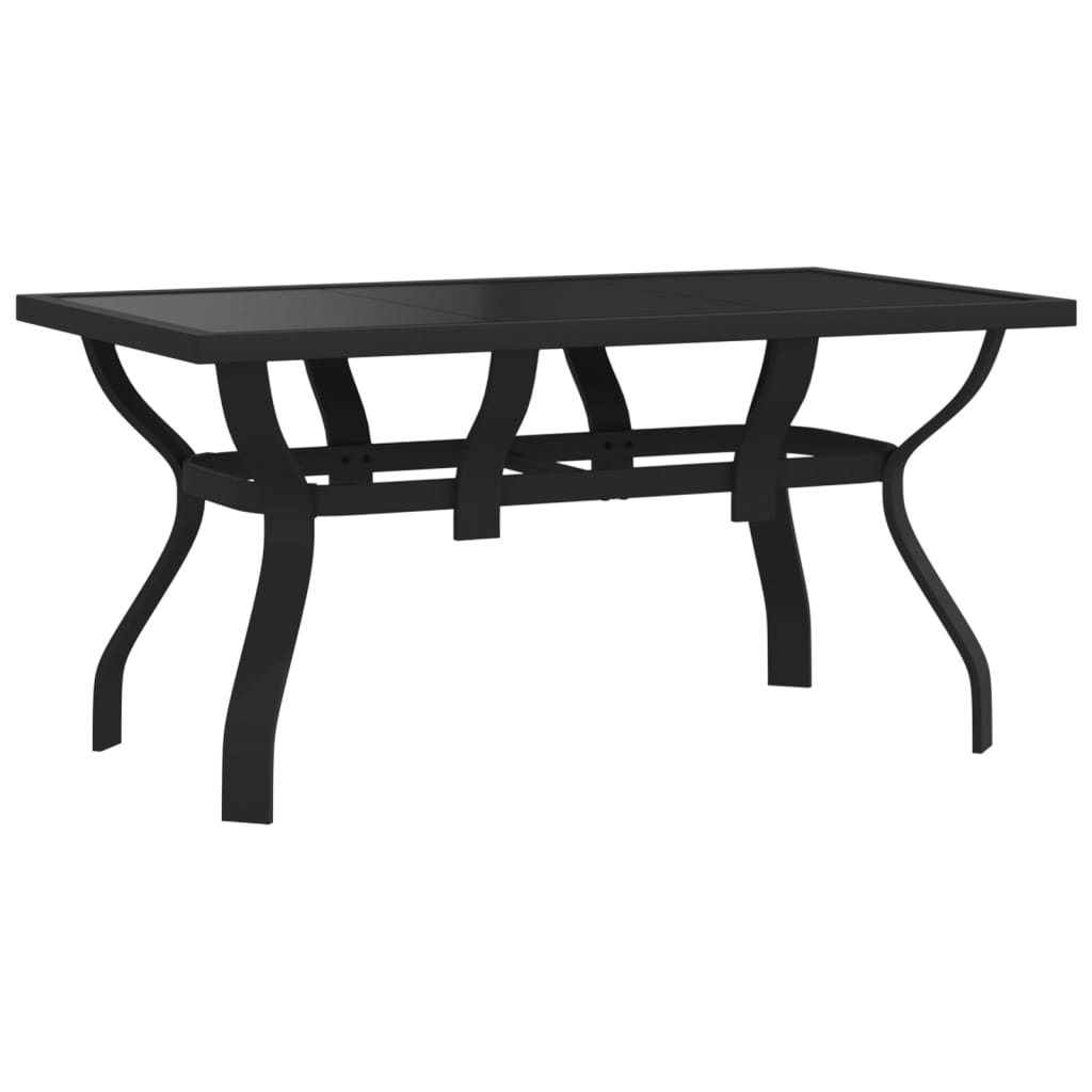 Garden Table Black 140x70x70 cm Steel and Glass