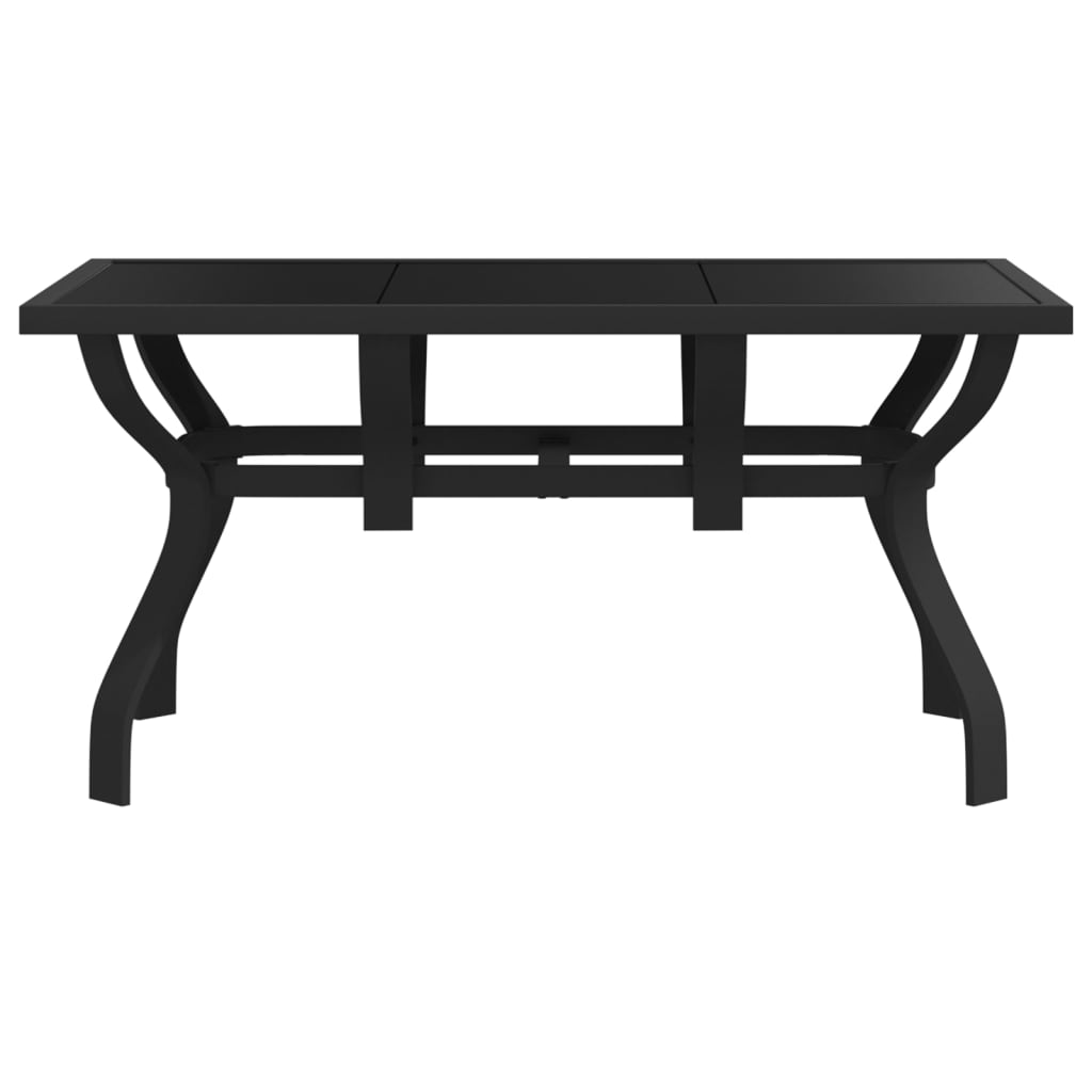 Garden Table Black 140x70x70 cm Steel and Glass