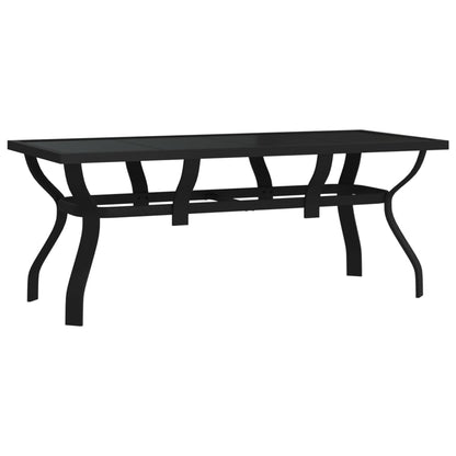 Garden Table Black 180x80x70 cm Steel and Glass