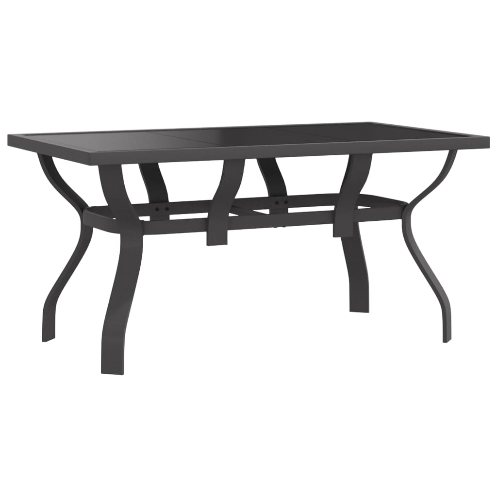 Garden Table Grey and Black 140x70x70 cm Steel and Glass