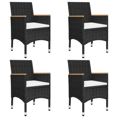 5 Piece Garden Dining Set with Cushions Black