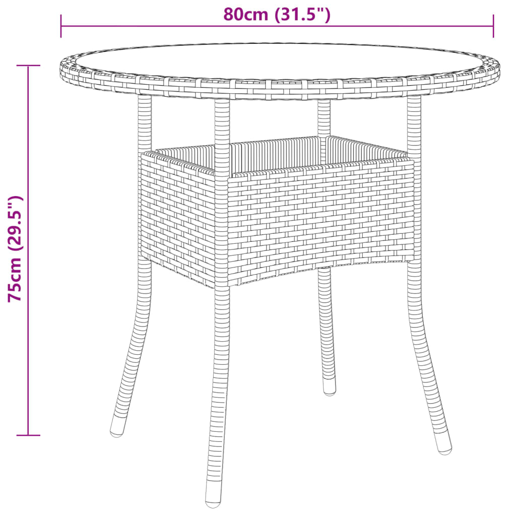 5 Piece Garden Bistro Set Poly Rattan and Tempered Glass Black