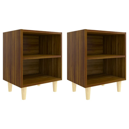 Bed Cabinets with Solid Wood Legs 2 pcs Brown Oak 40x30x50 cm