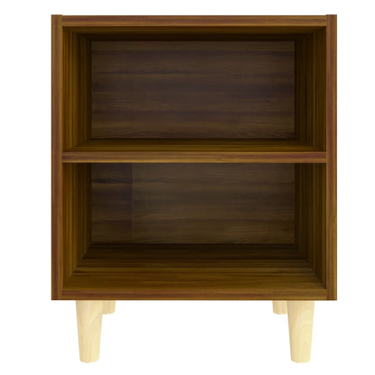 Bed Cabinets with Solid Wood Legs 2 pcs Brown Oak 40x30x50 cm