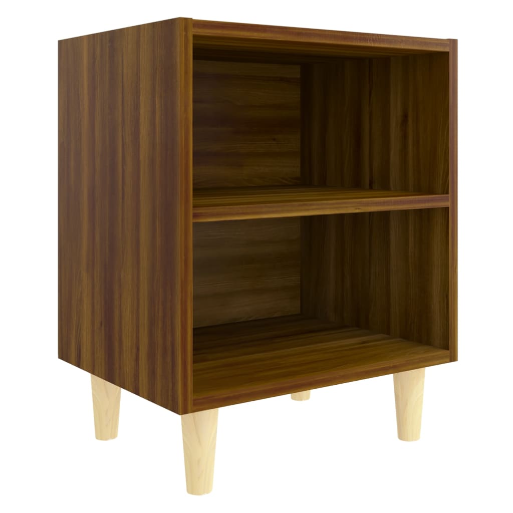 Bed Cabinets with Solid Wood Legs 2 pcs Brown Oak 40x30x50 cm