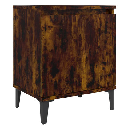 Bed Cabinet with Metal Legs Smoked Oak 40x30x50 cm