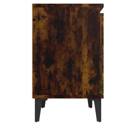 Bed Cabinet with Metal Legs Smoked Oak 40x30x50 cm