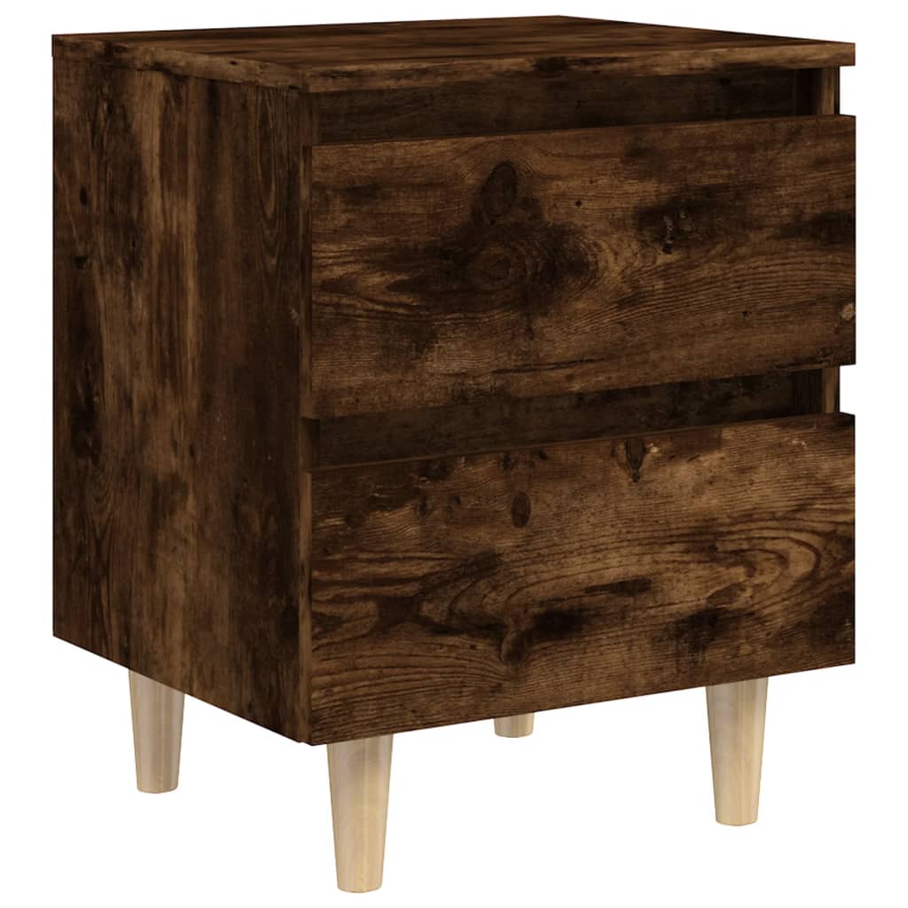 Bed Cabinets with Solid Wood Legs 2 pcs Smoked Oak 40x35x50 cm