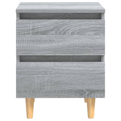 Bed Cabinets with Solid Wood Legs 2 pcs Grey Sonoma 40x35x50 cm