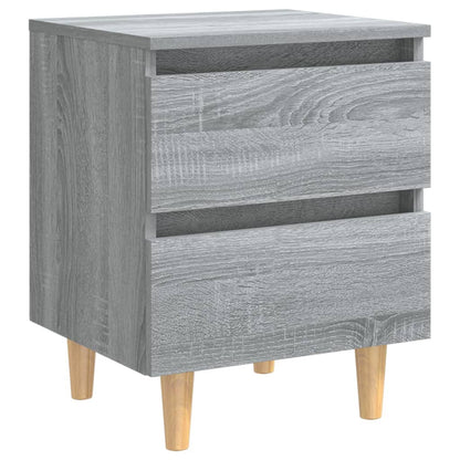 Bed Cabinets with Solid Wood Legs 2 pcs Grey Sonoma 40x35x50 cm