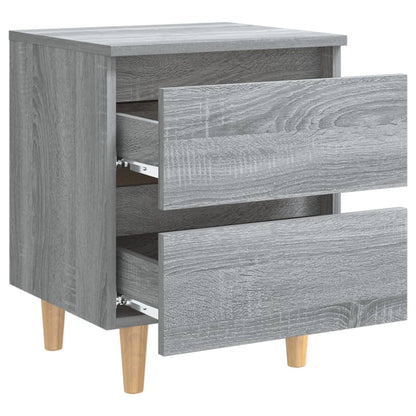 Bed Cabinets with Solid Wood Legs 2 pcs Grey Sonoma 40x35x50 cm