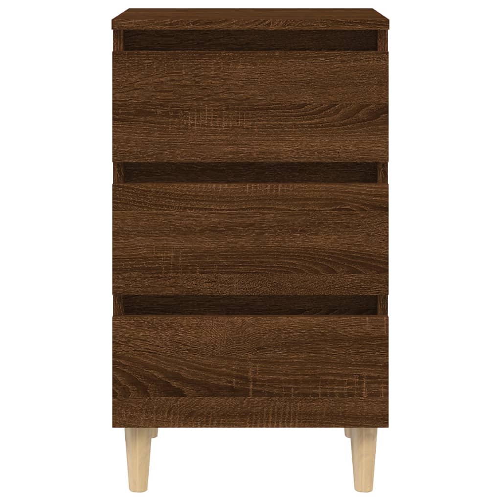 Bed Cabinet with Solid Wood Legs Brown Oak 40x35x69 cm