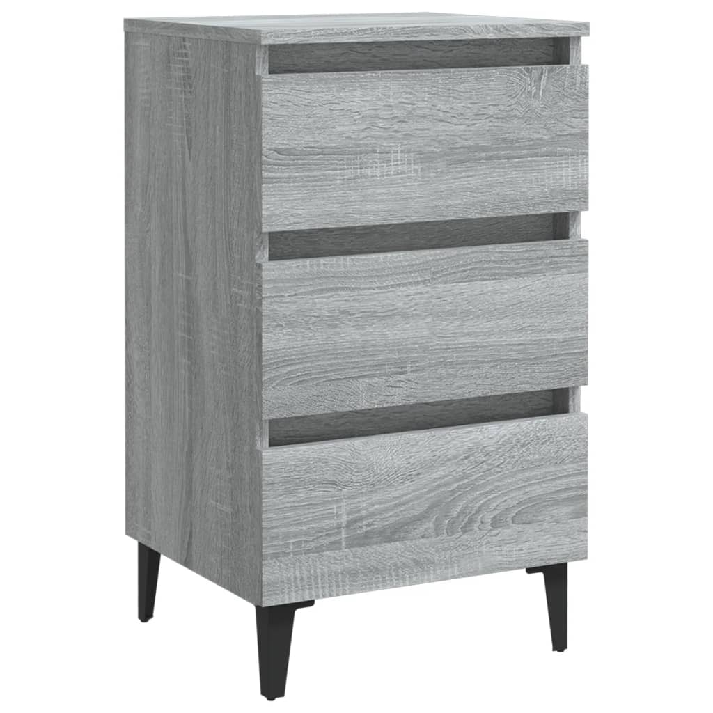 Bed Cabinet with Metal Legs Grey Sonoma 40x35x69 cm