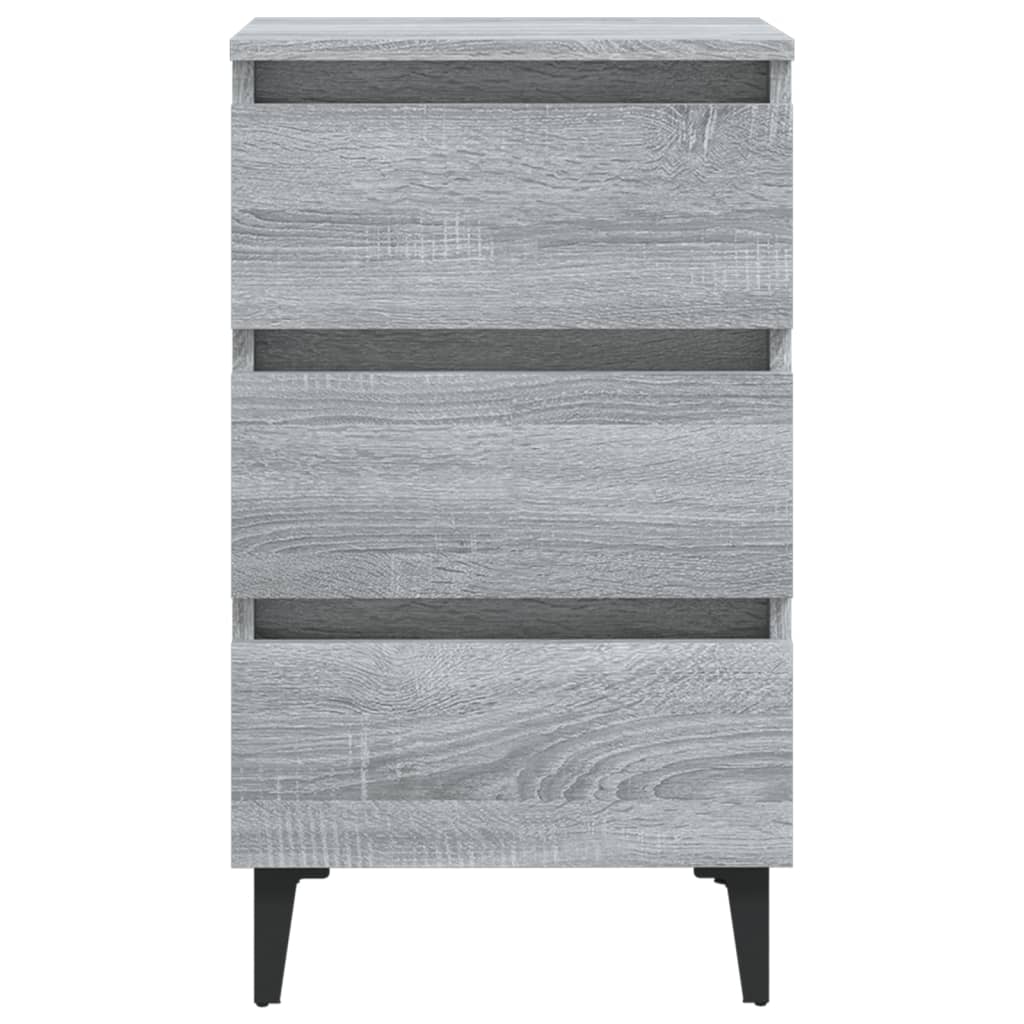 Bed Cabinet with Metal Legs Grey Sonoma 40x35x69 cm