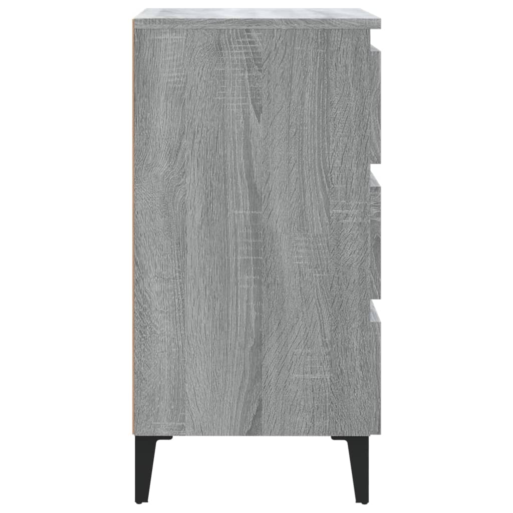 Bed Cabinet with Metal Legs Grey Sonoma 40x35x69 cm