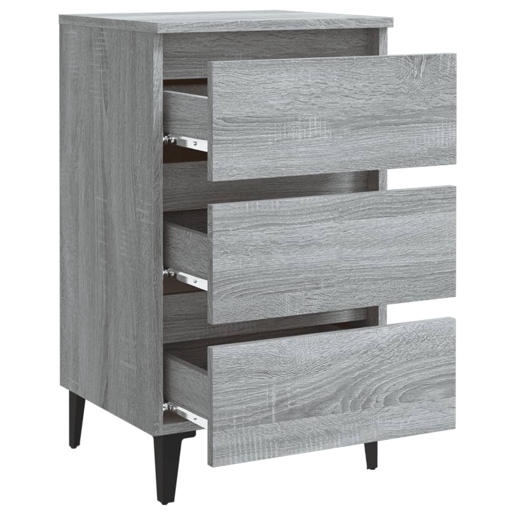 Bed Cabinet with Metal Legs Grey Sonoma 40x35x69 cm