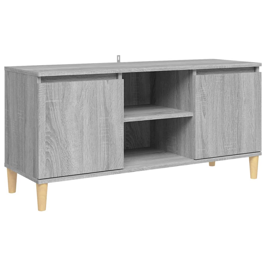 TV Cabinet with Solid Wood Legs Grey Sonoma 103.5x35x50 cm