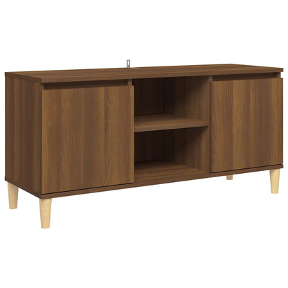 TV Cabinet with Solid Wood Legs Brown Oak 103.5x35x50 cm
