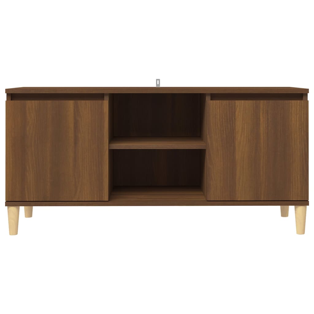 TV Cabinet with Solid Wood Legs Brown Oak 103.5x35x50 cm