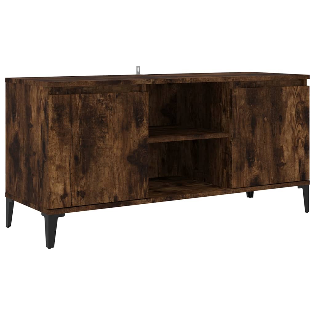 TV Cabinet with Metal Legs Smoked Oak 103.5x35x50 cm