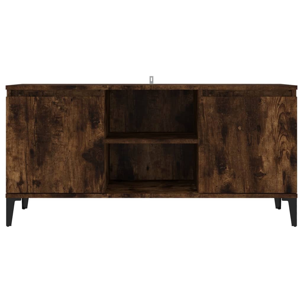 TV Cabinet with Metal Legs Smoked Oak 103.5x35x50 cm