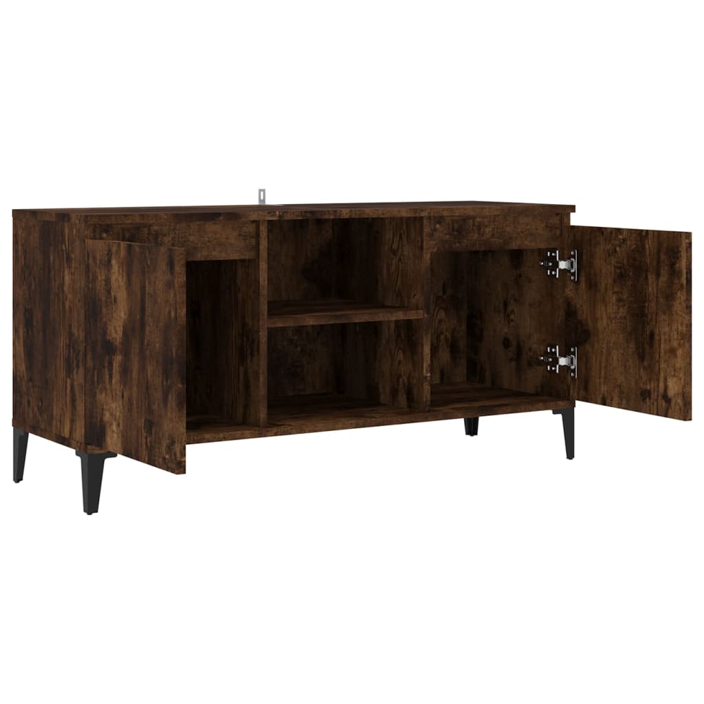 TV Cabinet with Metal Legs Smoked Oak 103.5x35x50 cm