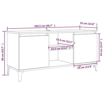 TV Cabinet with Metal Legs Smoked Oak 103.5x35x50 cm