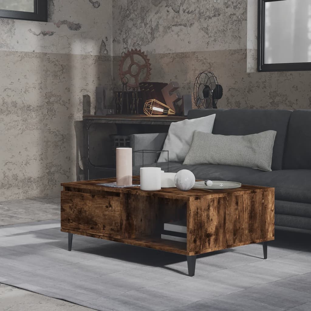 Coffee Table Smoked Oak 90x60x35 cm Engineered Wood