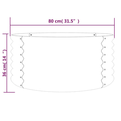 Garden Planter Powder-coated Steel 80x80x36 cm Grey