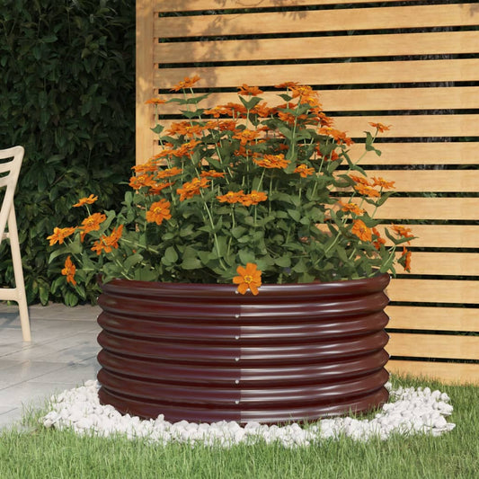 Garden Planter Powder-coated Steel 80x80x36 cm Brown