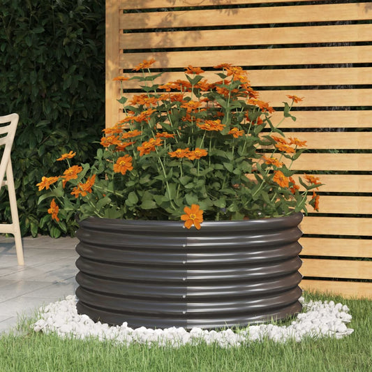 Garden Planter Powder-coated Steel 80x80x36 cm Anthracite