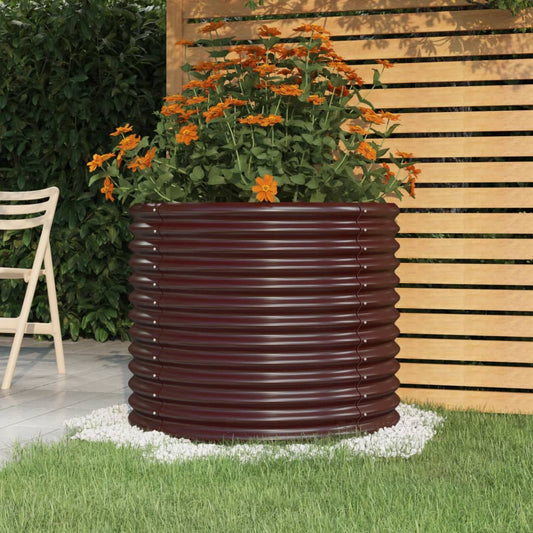 Garden Planter Powder-coated Steel 80x80x68 cm Brown