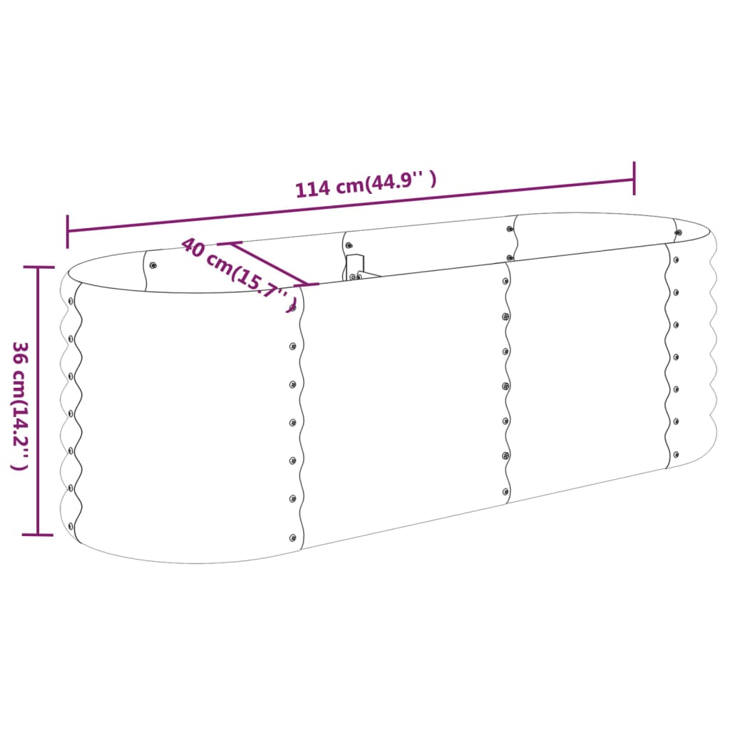 Garden Raised Bed Powder-coated Steel 114x40x36 cm Grey